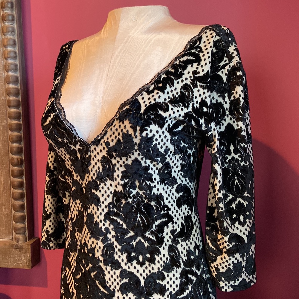 Intimately Free People Black Velvet Burnout Dress Medium - Picture 4 of 8